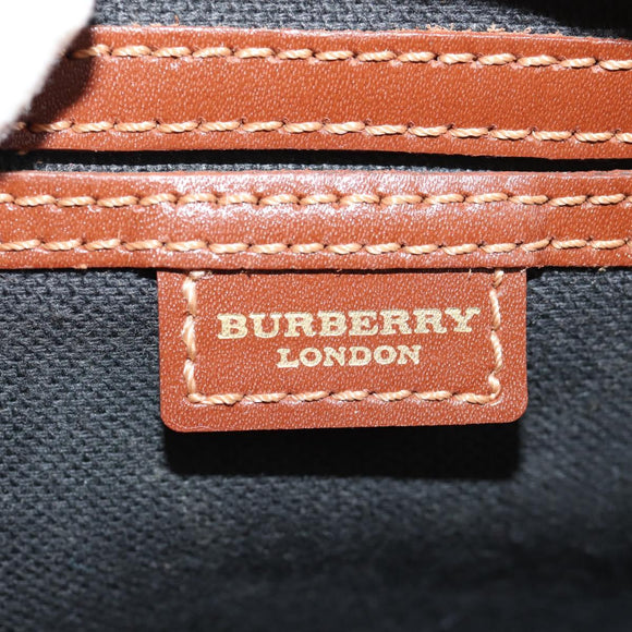 BURBERRY Nova Check Boston Bag PVC Leather Beige Gold Auth 156880V