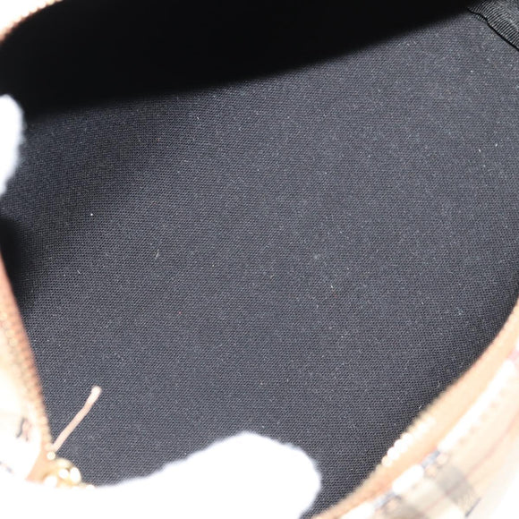 BURBERRY Nova Check Boston Bag PVC Leather Beige Gold Auth 156880V