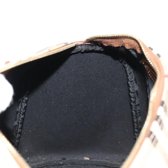 BURBERRY Nova Check Boston Bag PVC Leather Beige Gold Auth 156880V