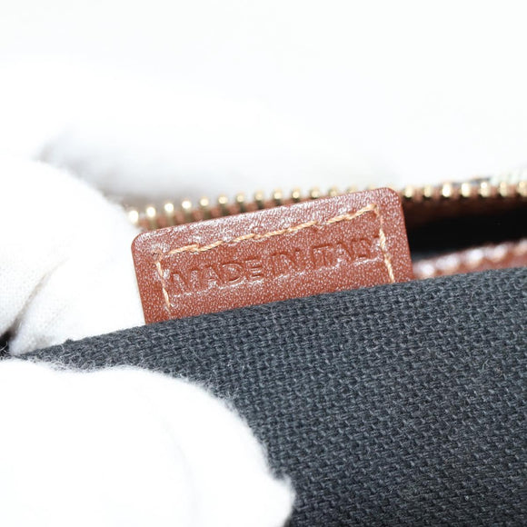 BURBERRY Nova Check Boston Bag PVC Leather Beige Gold Auth 156880V