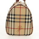 BURBERRY Nova Check Boston Bag PVC Leather Beige Gold Auth 156880V-4