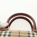 BURBERRY Nova Check Boston Bag PVC Leather Beige Gold Auth 156880V-8