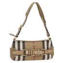 BURBERRY Nova Check Shoulder Bag Canvas Beige Gold Auth 156881V-1