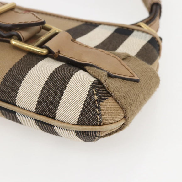 BURBERRY Nova Check Shoulder Bag Canvas Beige Gold Auth 156881V