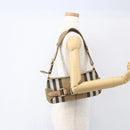 BURBERRY Nova Check Shoulder Bag Canvas Beige Gold Auth 156881V-22