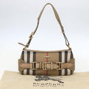 BURBERRY Nova Check Shoulder Bag Canvas Beige Gold Auth 156881V-23