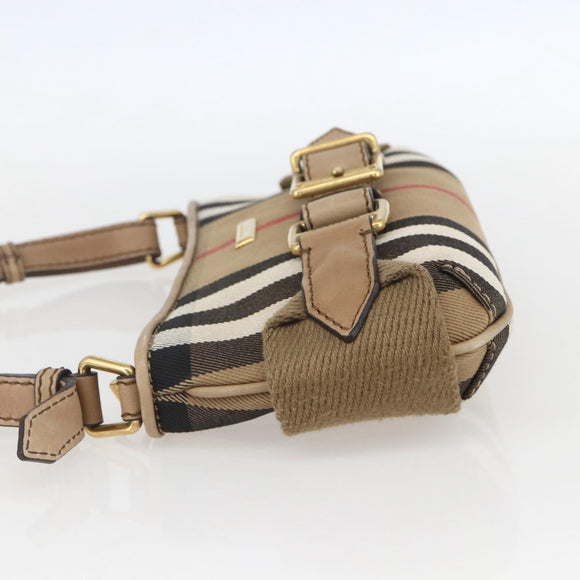 BURBERRY Nova Check Shoulder Bag Canvas Beige Gold Auth 156881V