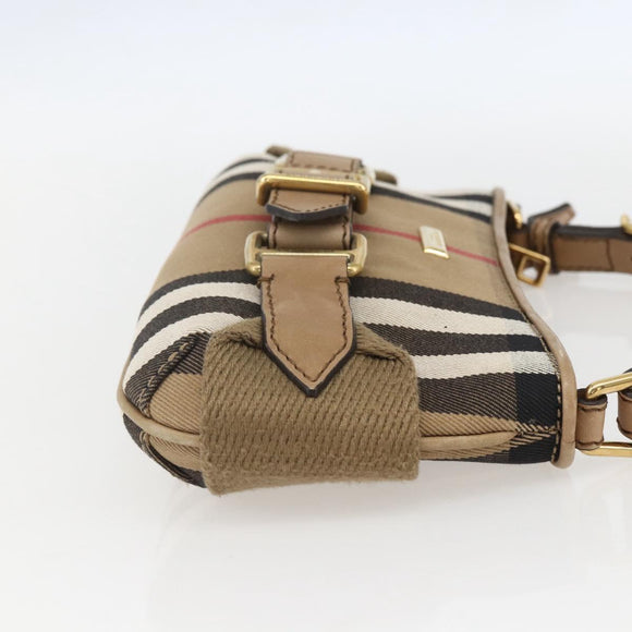 BURBERRY Nova Check Shoulder Bag Canvas Beige Gold Auth 156881V
