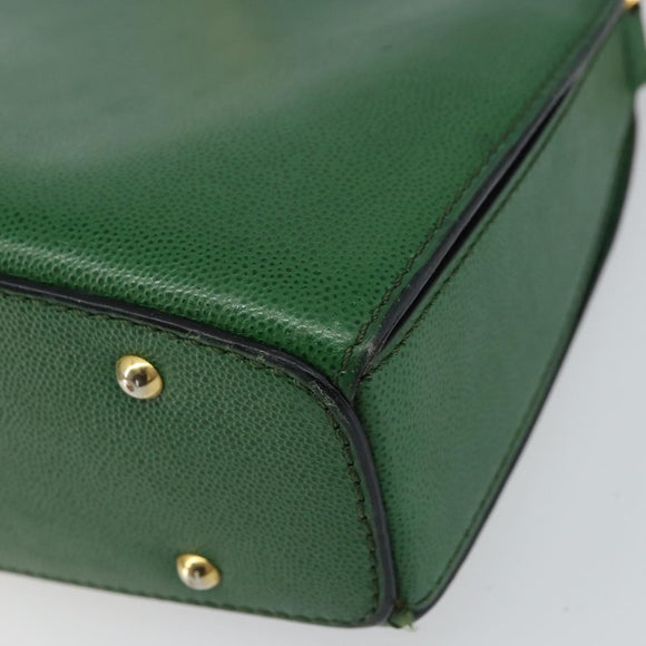 CELINE Shoulder Bag Leather Green Gold Auth 156882