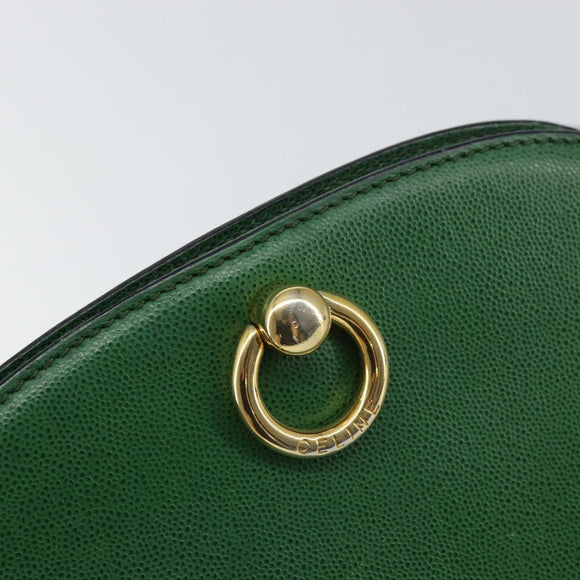 CELINE Shoulder Bag Leather Green Gold Auth 156882
