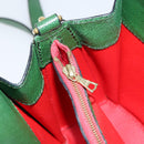 CELINE Shoulder Bag Leather Green Gold Auth 156882-19