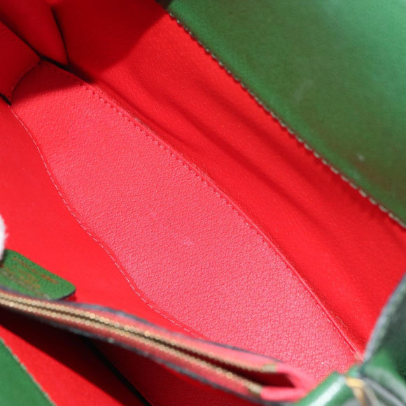 CELINE Shoulder Bag Leather Green Gold Auth 156882