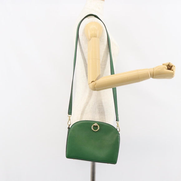 CELINE Shoulder Bag Leather Green Gold Auth 156882