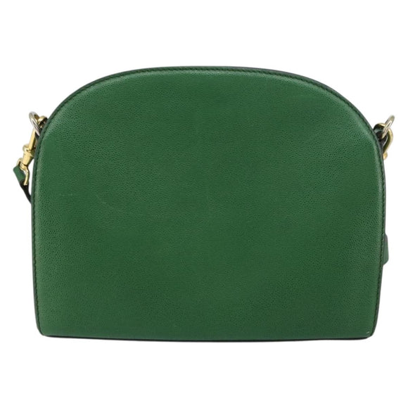 CELINE Shoulder Bag Leather Green Gold Auth 156882