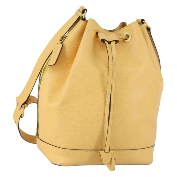 CELINE Shoulder Bag Leather Gold Yellow Auth 156885