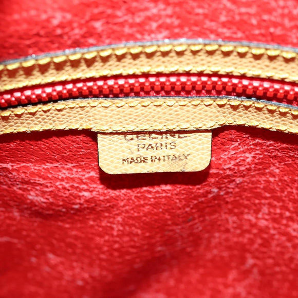 CELINE Shoulder Bag Leather Gold Yellow Auth 156885