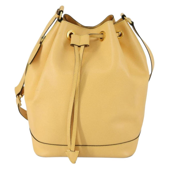 CELINE Shoulder Bag Leather Gold Yellow Auth 156885