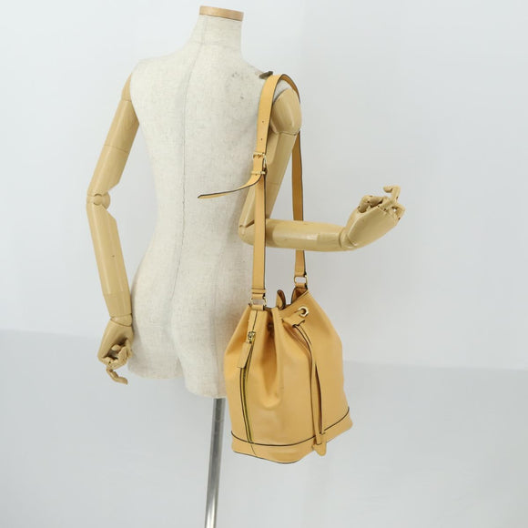 CELINE Shoulder Bag Leather Gold Yellow Auth 156885