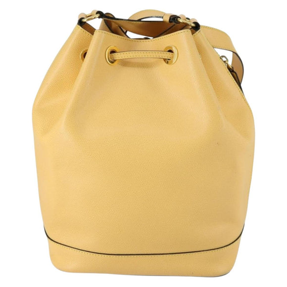 CELINE Shoulder Bag Leather Gold Yellow Auth 156885