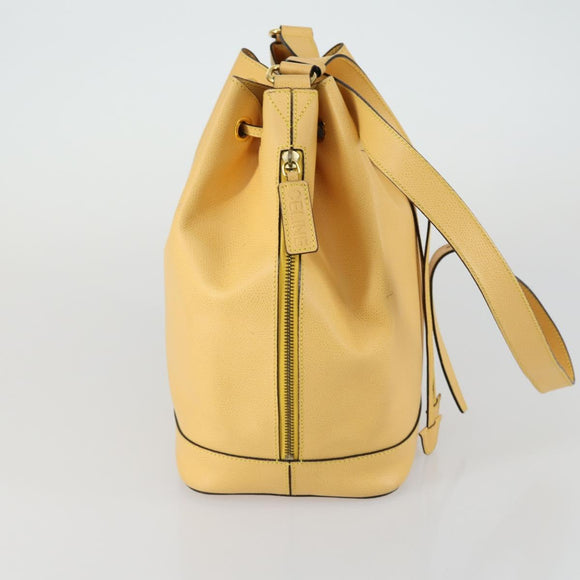 CELINE Shoulder Bag Leather Gold Yellow Auth 156885