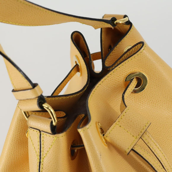 CELINE Shoulder Bag Leather Gold Yellow Auth 156885