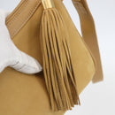 GUCCI Shoulder Bag Suede Gold Beige Auth 156886-17