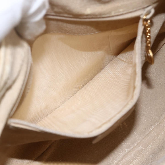 GUCCI Shoulder Bag Suede Gold Beige Auth 156886