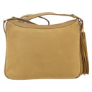 GUCCI Shoulder Bag Suede Gold Beige Auth 156886-2