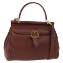 VALENTINO Hand Bag Leather 2way Bordeaux Gold Auth 156887-1