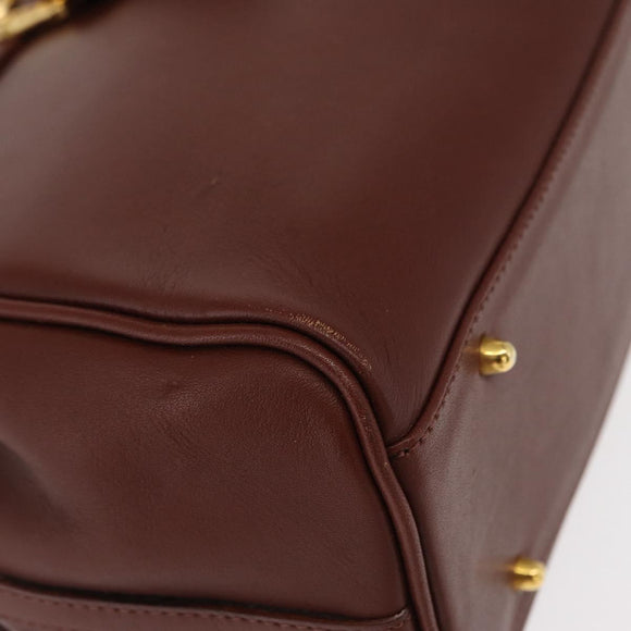 VALENTINO Hand Bag Leather 2way Bordeaux Gold Auth 156887