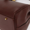 VALENTINO Hand Bag Leather 2way Bordeaux Gold Auth 156887-16