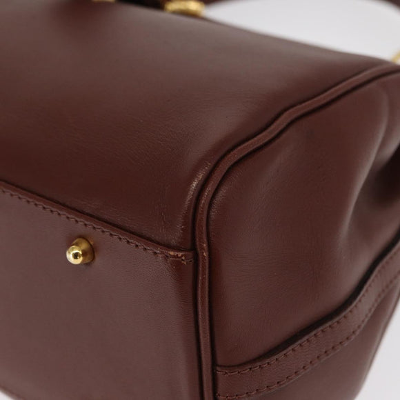 VALENTINO Hand Bag Leather 2way Bordeaux Gold Auth 156887