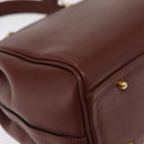 VALENTINO Hand Bag Leather 2way Bordeaux Gold Auth 156887-17