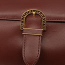 VALENTINO Hand Bag Leather 2way Bordeaux Gold Auth 156887-19