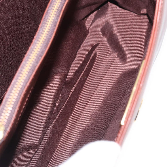 VALENTINO Hand Bag Leather 2way Bordeaux Gold Auth 156887