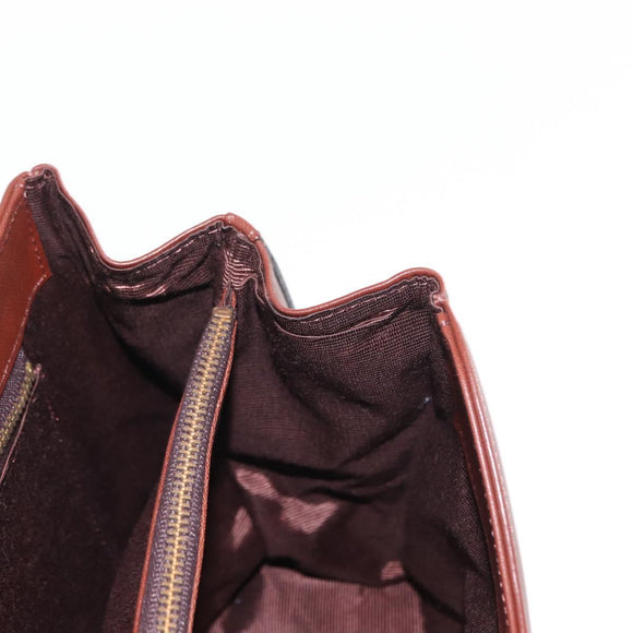 VALENTINO Hand Bag Leather 2way Bordeaux Gold Auth 156887