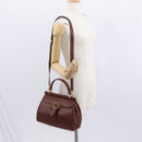 VALENTINO Hand Bag Leather 2way Bordeaux Gold Auth 156887-28