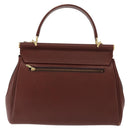 VALENTINO Hand Bag Leather 2way Bordeaux Gold Auth 156887-2