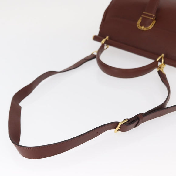 VALENTINO Hand Bag Leather 2way Bordeaux Gold Auth 156887