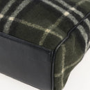 Burberrys Nova Check Blue Label Tote Bag Wool Green Silver Auth 156889-9