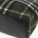 Burberrys Nova Check Blue Label Tote Bag Wool Green Silver Auth 156889-15