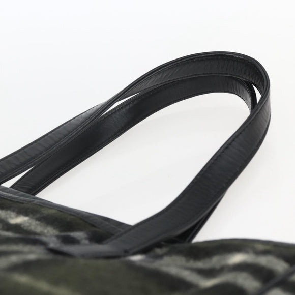 Burberrys Nova Check Blue Label Tote Bag Wool Green Silver Auth 156889