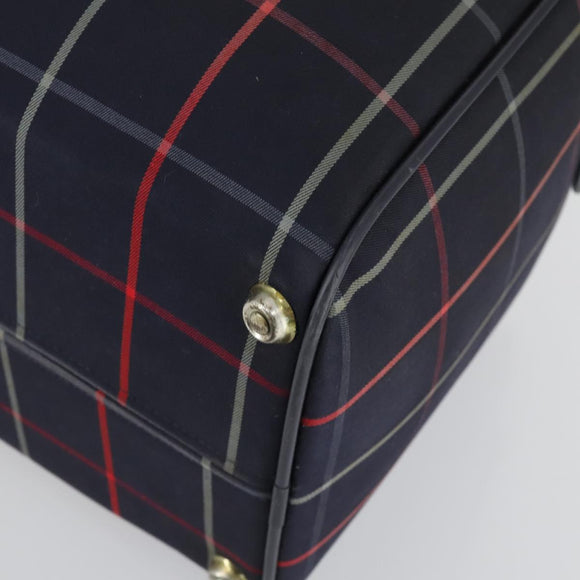 Burberrys Nova Check Boston Bag Canvas Navy Gold Auth 156890