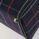 Burberrys Nova Check Boston Bag Canvas Navy Gold Auth 156890-15