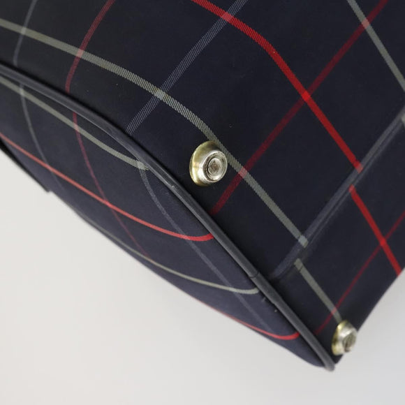 Burberrys Nova Check Boston Bag Canvas Navy Gold Auth 156890