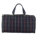 Burberrys Nova Check Boston Bag Canvas Navy Gold Auth 156890-13