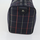 Burberrys Nova Check Boston Bag Canvas Navy Gold Auth 156890-3