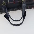 Burberrys Nova Check Boston Bag Canvas Navy Gold Auth 156890-7