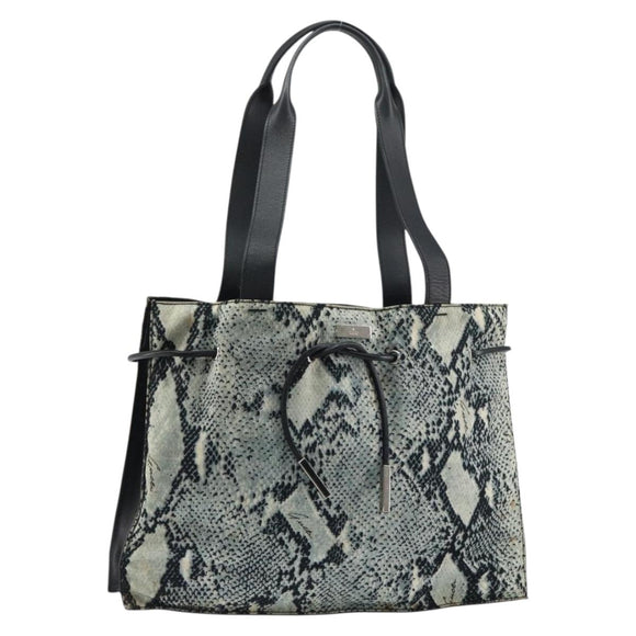 GUCCI Tote Bag Canvas Leather Black Auth 156891