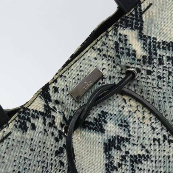 GUCCI Tote Bag Canvas Leather Black Auth 156891